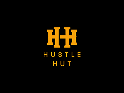 Hustle Hut logo branding clean dumbell fitness gym h hh logo logoart minimal monogram