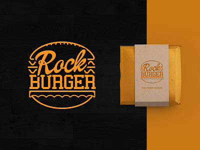 Rock Burger Logo black brandidentity branding branding design burger clean creative logo orange rock