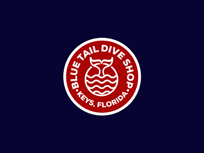 Blue Tail Dive Shop logo badge badge hunting badge logo badgedesign clean dive logo minimal minimal branding shop simple design whale