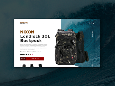 Everydaypacks.co website backpack backpacker bag ecomerce landing design landing page landing page concept surf ui ui ux ux ui design website website concept