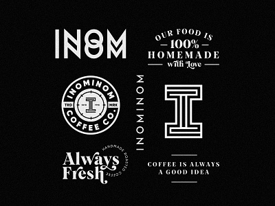 INOMINOM coffee co. branding in progress badge badge logo badgedesign brand brandidentity branding branding design coffee coffee shop logo logodesign minimal type