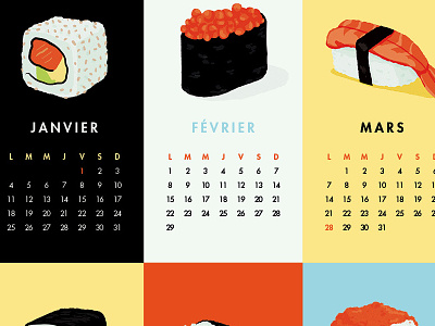 Sushi Calendar calendar illustration lovers maki sushi