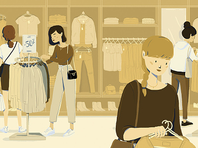 Shopping illustration people scene shopping