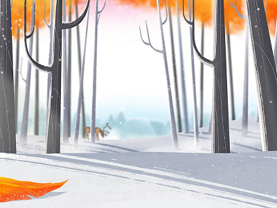 Early Styleframe - Caribou Hunting caribou concept art forest hunting maple trees photoshop trees winter
