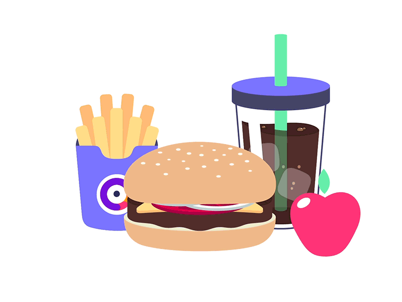 Turn your sandwich into a meal! apple chips eat food gif hamburger loop meal motiongraphics sandwich soda transition