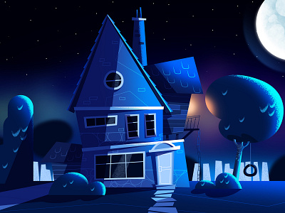 Trick or Treat! concept art halloween house illustration moon night photoshop stars thriller