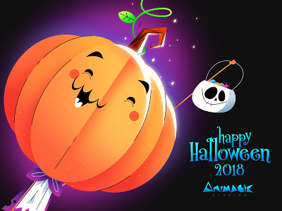 Happy Halloween 2018 animation candies candy character design concept art halloween happy illustration november orange photoshop pumpkin skull