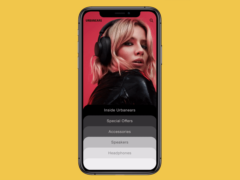 Ecommerce App Concept android animation design ecommence ecommerce app ecommerce shop interaction ios iphone x menu mobile motion ui urbanears ux vector
