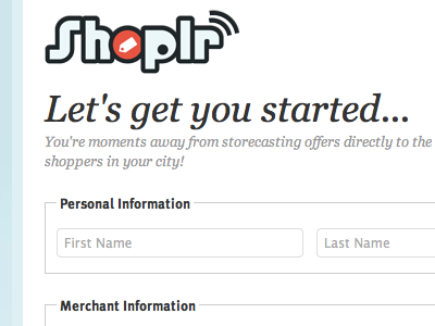 Shoplr Merchant Signup Form