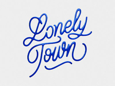 Lonely Town blue calligraphy handtype ink lettering