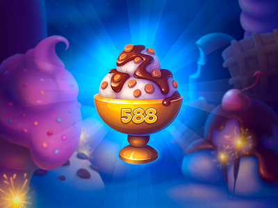 Ice cream cup celebration champion completed cup game icon illustration object trophy victory win