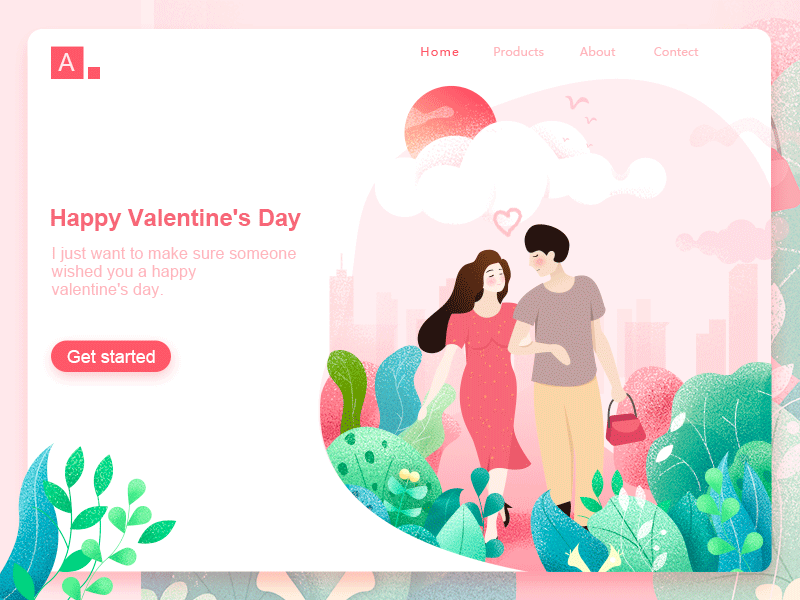 Happy Valentine's Day 214 app folk gif gif illustration illustration lovers pattern people plant social valentines day web design
