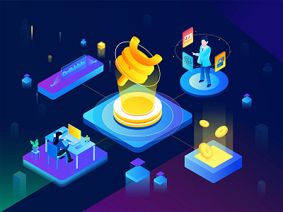 Illustration about Bitcoin 2.5d bitcoin bitcoin services design illustration isometric