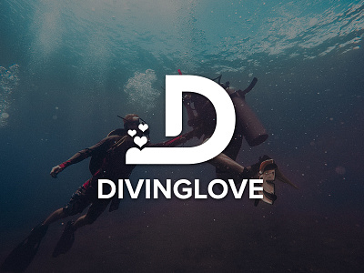 Divinglove art design heart logo logotype love rescuers sea water