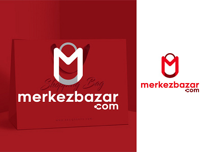 Merkezbazar Logo Logomandesign 01 azerbaijan branding designer illustration logo logo a day logo design logo designer logos logotipo logotype minimal mlogo modern red red logo shopping shopping bag shopping logo