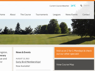 Simple Golf Course Site design flat golf golf course orange website