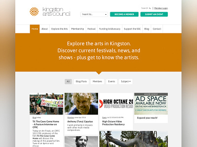 Kingston Arts Council Website art arts council events member profiles orange web design website