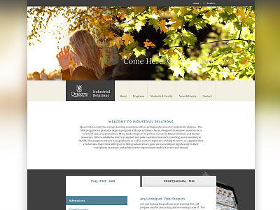 Queen's University Masters of Industrial Relations Website design layout photoshop queens web web design website