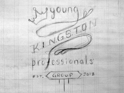 Kingston Young Professionals Group Logo Idea logo idea sketch hand hand drawn pencil drawing type lettering letters typography identity