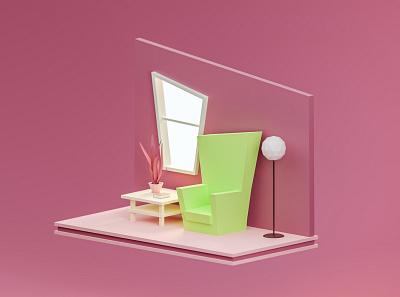 Living Room - Low Poly 3d 3dmodeling blender design low poly render