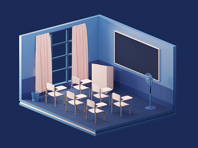 Class Room - Low Poly 3d 3dmodeling blender blender3d logodesign low poly render