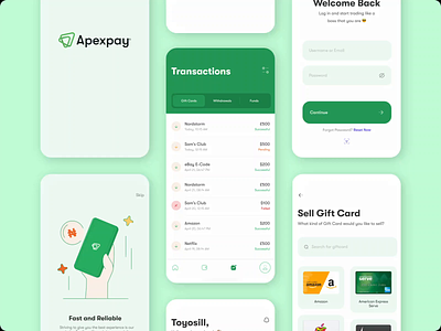 Apexpay – Mobile App Screens animation app branding design finance illustration motion graphics ui ux
