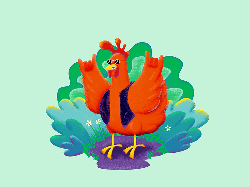Rock'n Chick'n birds chicken adobe illustrator character creation character concept character photoshop digital painting vector design illustrator illustration