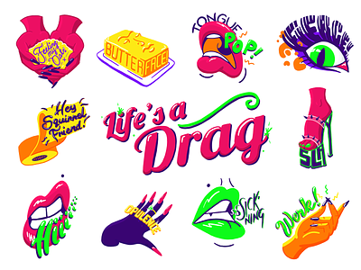 Lifes a drag Stickers design digital painting drag illustration
