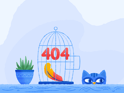404 404 404 page 404page amadine animal bird cage cat character design feather illustration plant vector vectorart