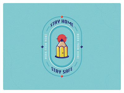 WORK FROM HOME Sticker badge dribbble icon illustration illustrator logo muzli sticker usemuzli vector workfromhome