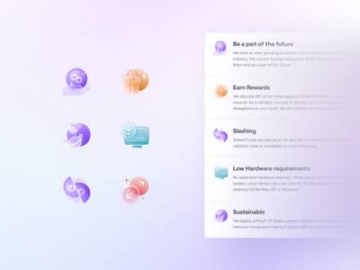 🟡 UI icons part-III for Polygon website coin crypto future green icons illustration matic polygon rewards slashing support sustainability token trending ui web icons web3