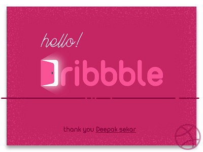 Hello Dribbble! design door first idea illustration pink post
