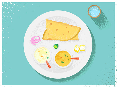An indian Dish 2d colors dish effects flat food illustration illustrator noise vector