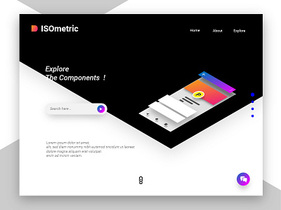 Explore Components design illustrator isometric landing page ui ux vector web webui