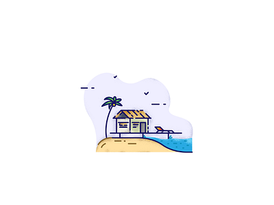 Beach Side House 🏡 beach graphics home house icon illustrator muzli sunset usemuzli water