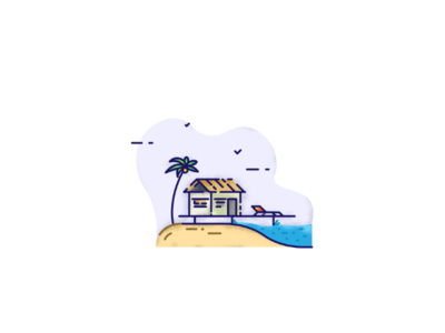 Beach Side House 🏡 beach graphics home house icon illustrator muzli sunset usemuzli water