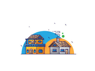 Village house v1 dribbble homes house illustration illustrator muzli usemuzli vector village