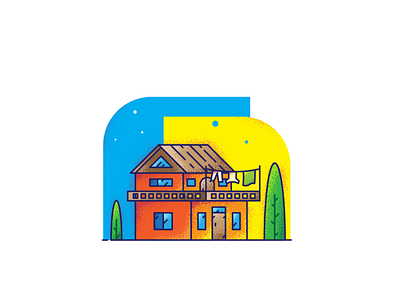 Village House v2 adobe dribbble graphicdesign home house illustration muzli usemuzli vector village