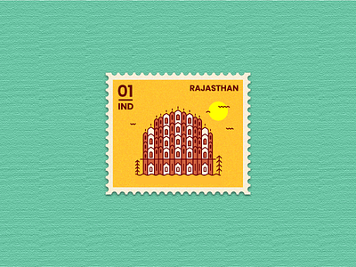 Stamp illustration - Rajasthan adobe dribbble illustration muzli rajasthan retro stamp ticket travel usemuzli