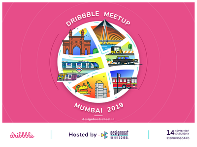 Dribbble Meetup - Mumbai badge design dribbble illustration meetup mumbai muzli ui ux