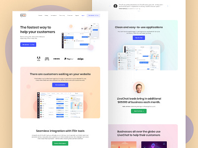 LiveChat Landing Page Redesign branding chat app chatbot illustration landingpage livechat product page ui uidesign ux uxdesign