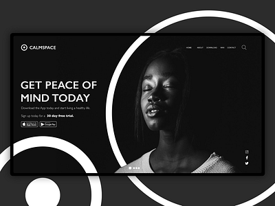 Calmspace meditation landing page ui web design