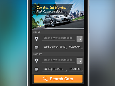 Car Rental android app car dark orange rental ui