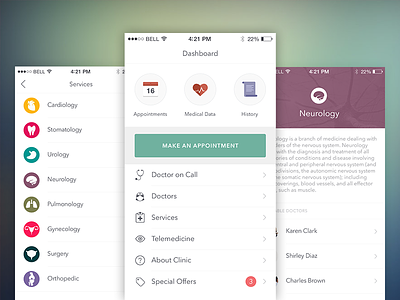 Medicine App app doctor flat interface ios medicine telemedicine ui ux