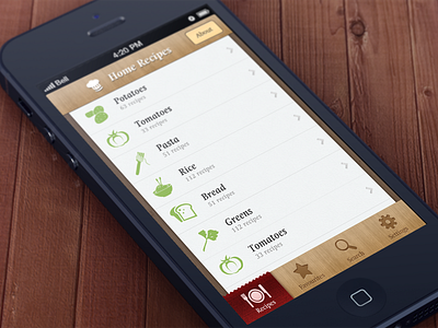 Recipes app interface ios iphone recipe ui