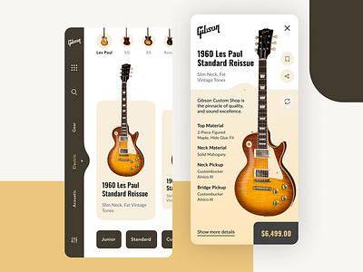 Gibson Guitar Store app gibson guitar guitarstore les paul lespaul ui uiux ux