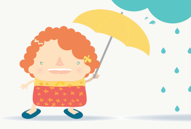 Rainy Day :) clowd ginger girl illustration natsy rain umbrella vector