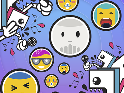 Psycho character design graffiti icon illustration karaoke logo music pink sing song stickers