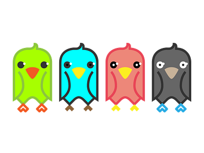 Parrots bird colorful flat illustration vector