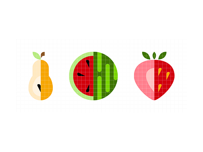 Summer Fruits flat fruits mesh pear pixels sketch strawberry summer vector watermelon